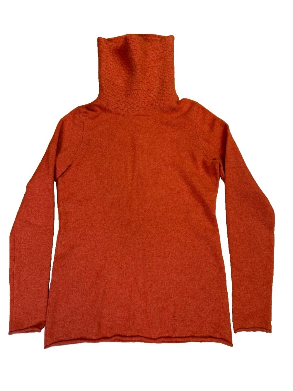 Kinross Cashmere Sweater Pullover Women’s S Burnt Orange Cowl Neck 100%Cashmere
